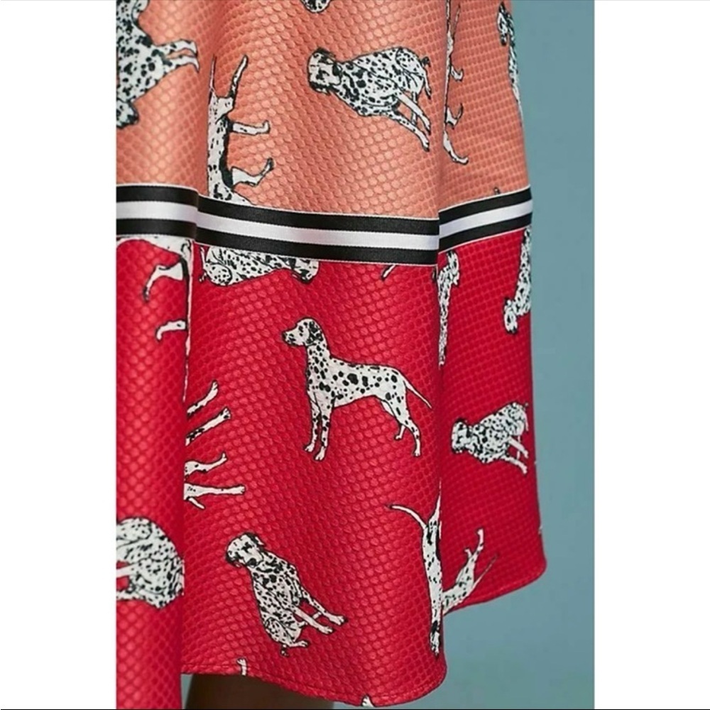 NWT Anthropologie Hutch Dogs Sporty Dalmatian A-line Colorblock Midi Skirt 2 - Picture 7 of 11
